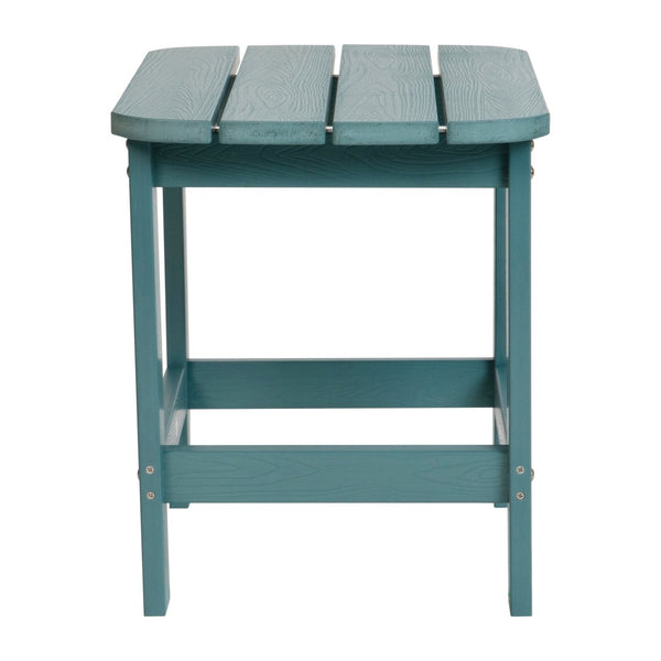 English Elm Charlestown All-Weather Poly Resin Side Table - Durable Adirondack Design for Indoor & Outdoor Use Teal JJ-T14001-TL-GG