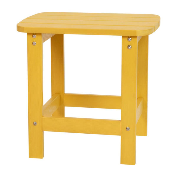 English Elm Charlestown All-Weather Poly Resin Side Table - Durable Adirondack Design for Indoor & Outdoor Use Yellow JJ-T14001-YLW-GG