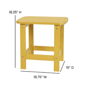 English Elm Charlestown All-Weather Poly Resin Side Table - Durable Adirondack Design for Indoor & Outdoor Use Yellow JJ-T14001-YLW-GG