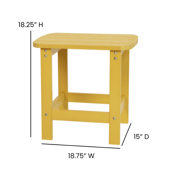 English Elm Charlestown All-Weather Poly Resin Side Table - Durable Adirondack Design for Indoor & Outdoor Use Yellow JJ-T14001-YLW-GG