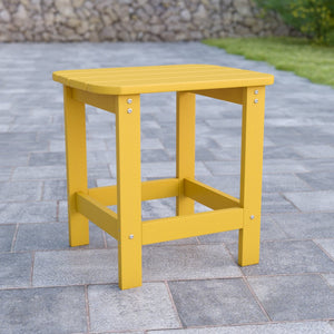 English Elm Charlestown All-Weather Poly Resin Side Table - Durable Adirondack Design for Indoor & Outdoor Use Yellow JJ-T14001-YLW-GG