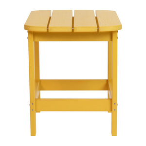 English Elm Charlestown All-Weather Poly Resin Side Table - Durable Adirondack Design for Indoor & Outdoor Use Yellow JJ-T14001-YLW-GG