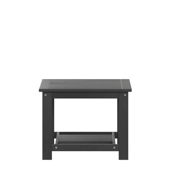English Elm Charlestown All-Weather Commercial-Grade Two-Tier Adirondack Coffee Table for Outdoor Living Spaces Black JJ-T14022-BK-GG