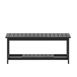 English Elm Charlestown All-Weather Commercial-Grade Two-Tier Adirondack Coffee Table for Outdoor Living Spaces Black JJ-T14022-BK-GG