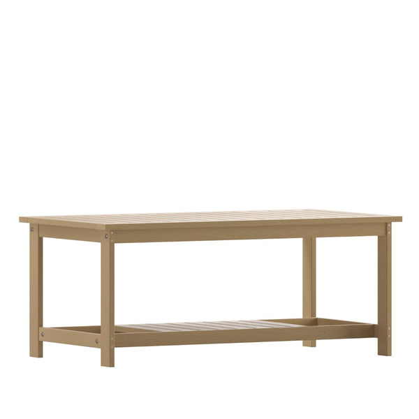 English Elm Charlestown All-Weather Commercial-Grade Two-Tier Adirondack Coffee Table for Outdoor Living Spaces Natural Cedar JJ-T14022-BR-GG