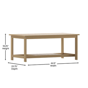 English Elm Charlestown All-Weather Commercial-Grade Two-Tier Adirondack Coffee Table for Outdoor Living Spaces Natural Cedar JJ-T14022-BR-GG