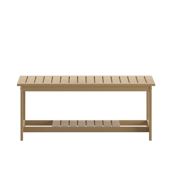 English Elm Charlestown All-Weather Commercial-Grade Two-Tier Adirondack Coffee Table for Outdoor Living Spaces Natural Cedar JJ-T14022-BR-GG