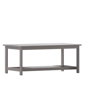 English Elm Charlestown All-Weather Commercial-Grade Two-Tier Adirondack Coffee Table for Outdoor Living Spaces Gray JJ-T14022-GY-GG