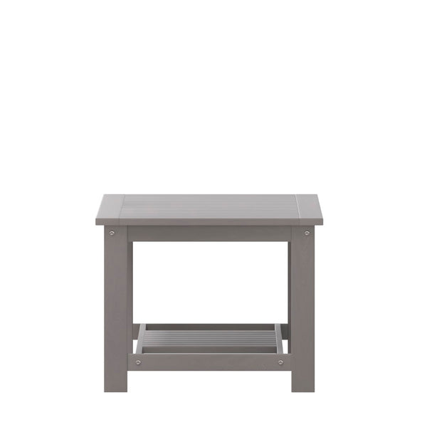 English Elm Charlestown All-Weather Commercial-Grade Two-Tier Adirondack Coffee Table for Outdoor Living Spaces Gray JJ-T14022-GY-GG