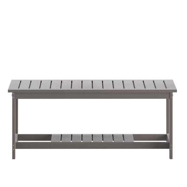 English Elm Charlestown All-Weather Commercial-Grade Two-Tier Adirondack Coffee Table for Outdoor Living Spaces Gray JJ-T14022-GY-GG