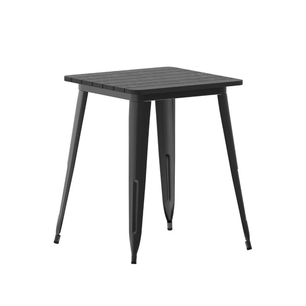 English Elm Declan Commercial-Grade Indoor/Outdoor Dining Table - Stylish, Durable, and Perfect for Small Spaces Black Top/Black Frame 23.75" Square JJ-T14619-60-BKBK-GG