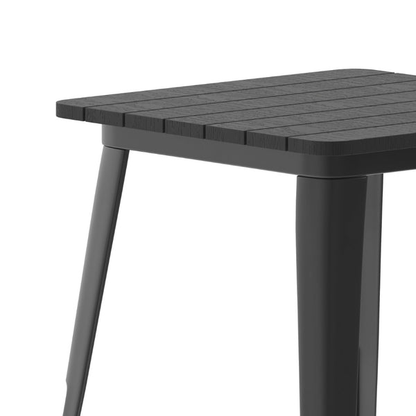 English Elm Declan Commercial-Grade Indoor/Outdoor Dining Table - Stylish, Durable, and Perfect for Small Spaces Black Top/Black Frame 23.75" Square JJ-T14619-60-BKBK-GG