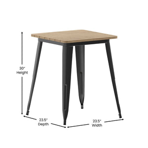 English Elm Declan Commercial-Grade Indoor/Outdoor Dining Table - Stylish, Durable, and Perfect for Small Spaces Brown Top/Black Frame 23.75" Square JJ-T14619-60-BRBK-GG
