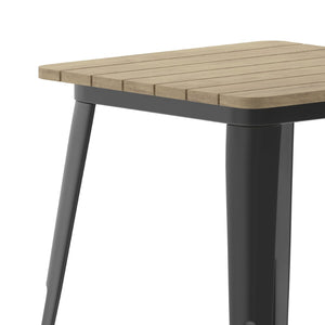 English Elm Declan Commercial-Grade Indoor/Outdoor Dining Table - Stylish, Durable, and Perfect for Small Spaces Brown Top/Black Frame 23.75" Square JJ-T14619-60-BRBK-GG
