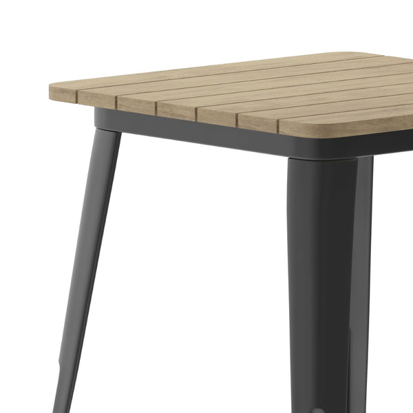 English Elm Declan Commercial-Grade Indoor/Outdoor Dining Table - Stylish, Durable, and Perfect for Small Spaces Brown Top/Black Frame 23.75" Square JJ-T14619-60-BRBK-GG