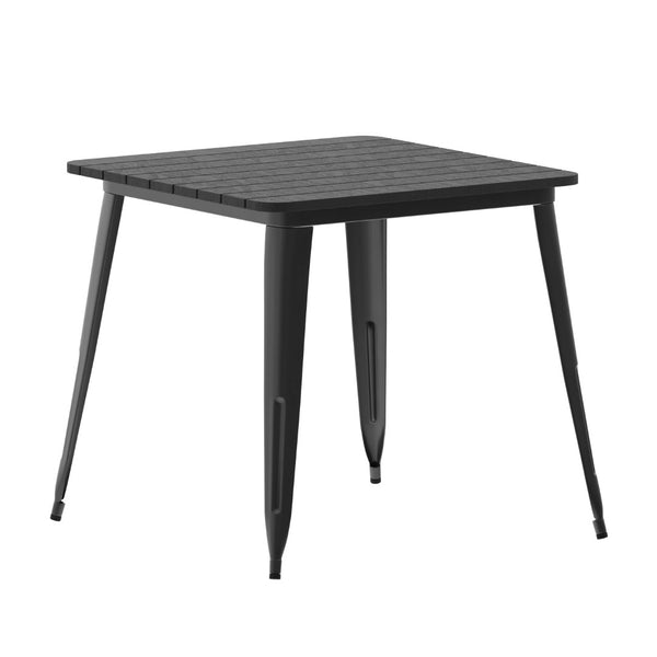 English Elm Declan Commercial-Grade Indoor/Outdoor Dining Table – Durable, Stylish, Easy to Clean, Versatile Design Black Top/Black Frame 31.5" Square JJ-T14619-80-BKBK-GG