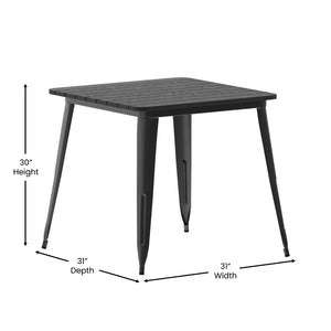 English Elm Declan Commercial-Grade Indoor/Outdoor Dining Table – Durable, Stylish, Easy to Clean, Versatile Design Black Top/Black Frame 31.5" Square JJ-T14619-80-BKBK-GG