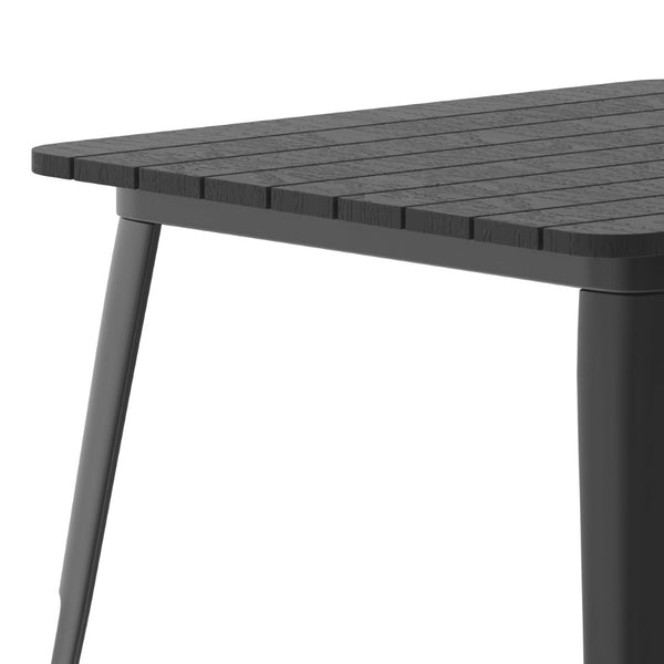 English Elm Declan Commercial-Grade Indoor/Outdoor Dining Table – Durable, Stylish, Easy to Clean, Versatile Design Black Top/Black Frame 31.5" Square JJ-T14619-80-BKBK-GG