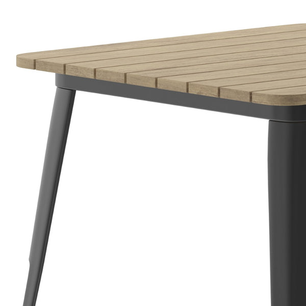 English Elm Declan Commercial-Grade Indoor/Outdoor Dining Table – Durable, Stylish, Easy to Clean, Versatile Design Brown Top/Black Frame 31.5" Square JJ-T14619-80-BRBK-GG