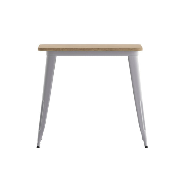 English Elm Declan Commercial-Grade Indoor/Outdoor Dining Table – Durable, Stylish, Easy to Clean, Versatile Design Brown Top/Silver Frame 31.5" Square JJ-T14619-80-BRSL-GG