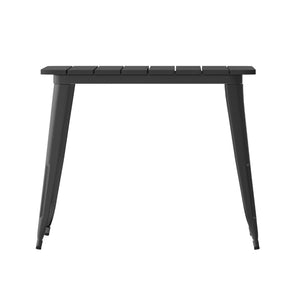 English Elm Declan Commercial Indoor/Outdoor Dining Table – Stylish, Durable, Easy-Clean Design for All Spaces Black Top/Black Frame 36" Square JJ-T14619-90-BKBK-GG