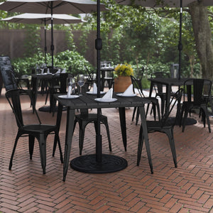 English Elm Declan Commercial Indoor/Outdoor Dining Table – Stylish, Durable, Easy-Clean Design for All Spaces Black Top/Black Frame 36" Square JJ-T14619-90-BKBK-GG