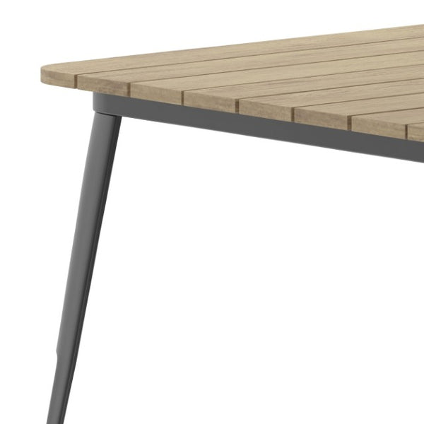 English Elm Declan Commercial Indoor/Outdoor Dining Table – Stylish, Durable, Easy-Clean Design for All Spaces Brown Top/Black Frame 36" Square JJ-T14619-90-BRBK-GG