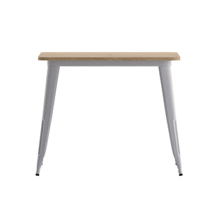 English Elm Declan Commercial Indoor/Outdoor Dining Table – Stylish, Durable, Easy-Clean Design for All Spaces Brown Top/Silver Frame 36" Square JJ-T14619-90-BRSL-GG