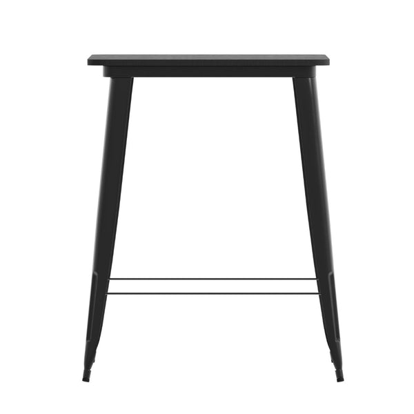 English Elm Declan Commercial Indoor/Outdoor Bar Table - Stylish, Durable Design for Dining and Lounging Spaces Black Top/Black Frame 31.5" Square JJ-T14619H-80-BKBK-GG