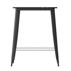 English Elm Declan Commercial Indoor/Outdoor Bar Table - Stylish, Durable Design for Dining and Lounging Spaces Black Top/Black Frame 31.5" Square JJ-T14619H-80-BKBK-GG