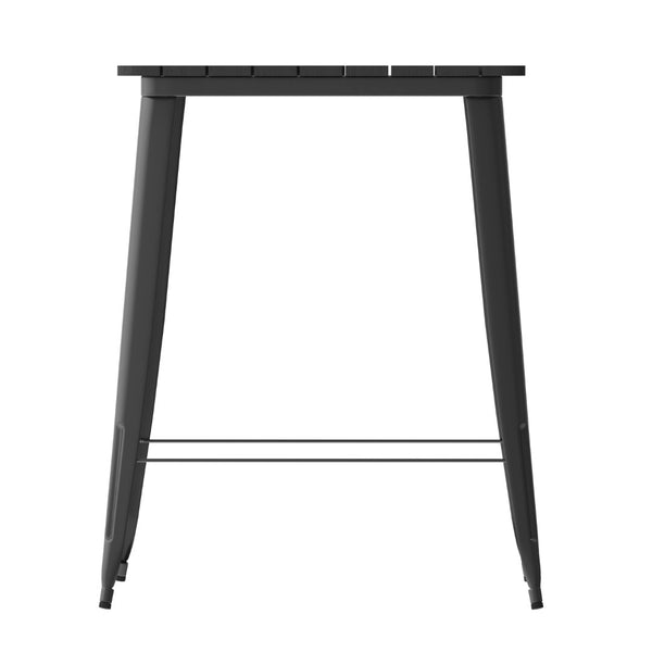 English Elm Declan Commercial Indoor/Outdoor Bar Table - Stylish, Durable Design for Dining and Lounging Spaces Black Top/Black Frame 31.5" Square JJ-T14619H-80-BKBK-GG