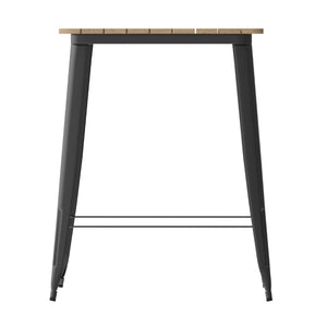 English Elm Declan Commercial Indoor/Outdoor Bar Table - Stylish, Durable Design for Dining and Lounging Spaces Brown Top/Black Frame 31.5" Square JJ-T14619H-80-BRBK-GG