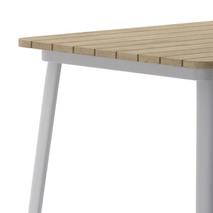 English Elm Declan Commercial Indoor/Outdoor Bar Table - Stylish, Durable Design for Dining and Lounging Spaces Brown Top/Silver Frame 31.5" Square JJ-T14619H-80-BRSL-GG