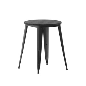 English Elm Declan Commercial Grade Indoor/Outdoor Dining Table - Durable, Stylish, and Easy to Clean Solution Black Top/Black Frame 23.75" Round JJ-T14623-60-BKBK-GG