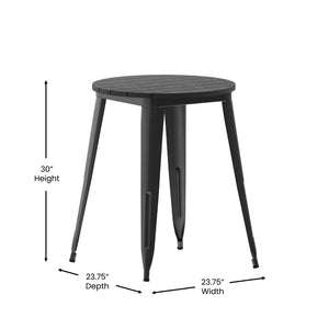 English Elm Declan Commercial Grade Indoor/Outdoor Dining Table - Durable, Stylish, and Easy to Clean Solution Black Top/Black Frame 23.75" Round JJ-T14623-60-BKBK-GG