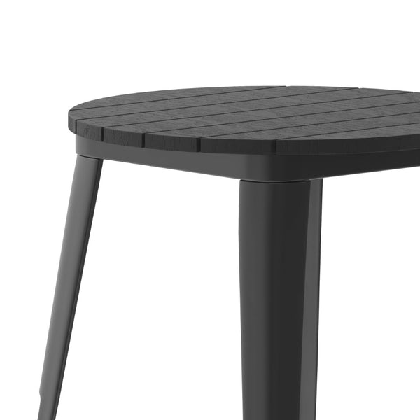 English Elm Declan Commercial Grade Indoor/Outdoor Dining Table - Durable, Stylish, and Easy to Clean Solution Black Top/Black Frame 23.75" Round JJ-T14623-60-BKBK-GG