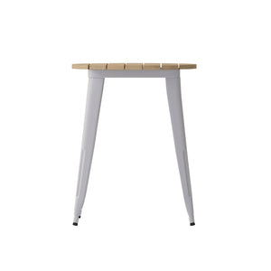 English Elm Declan Commercial Grade Indoor/Outdoor Dining Table - Durable, Stylish, and Easy to Clean Solution Brown Top/Silver Frame 23.75" Round JJ-T14623-60-BRSL-GG