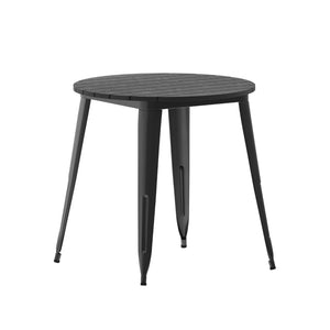 English Elm Declan Commercial-Grade Indoor/Outdoor Dining Table - Durable, Stylish & Easy to Maintain for All Seasons Black Top/Black Frame 30" Round JJ-T14623-80-BKBK-GG
