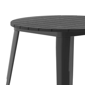 English Elm Declan Commercial-Grade Indoor/Outdoor Dining Table - Durable, Stylish & Easy to Maintain for All Seasons Black Top/Black Frame 30" Round JJ-T14623-80-BKBK-GG