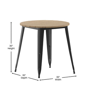 English Elm Declan Commercial-Grade Indoor/Outdoor Dining Table - Durable, Stylish & Easy to Maintain for All Seasons Brown Top/Black Frame 30" Round JJ-T14623-80-BRBK-GG