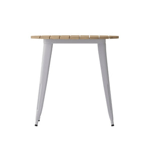 English Elm Declan Commercial-Grade Indoor/Outdoor Dining Table - Durable, Stylish & Easy to Maintain for All Seasons Brown Top/Silver Frame 30" Round JJ-T14623-80-BRSL-GG