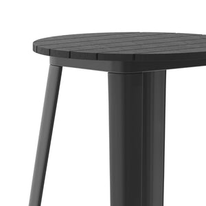 English Elm Declan Commercial Indoor/Outdoor Bar Height Table – Stylish, Durable Design for Versatile Spaces Black Top/Black Frame 23.75" Round JJ-T14623H-60-BKBK-GG