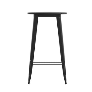 English Elm Declan Commercial Indoor/Outdoor Bar Height Table – Stylish, Durable Design for Versatile Spaces Black Top/Black Frame 23.75" Round JJ-T14623H-60-BKBK-GG