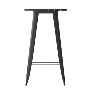 English Elm Declan Commercial Indoor/Outdoor Bar Height Table – Stylish, Durable Design for Versatile Spaces Black Top/Black Frame 23.75" Round JJ-T14623H-60-BKBK-GG