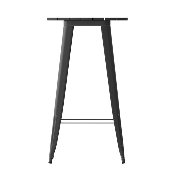 English Elm Declan Commercial Indoor/Outdoor Bar Height Table – Stylish, Durable Design for Versatile Spaces Black Top/Black Frame 23.75" Round JJ-T14623H-60-BKBK-GG