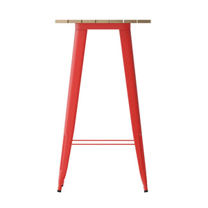 English Elm Declan Commercial Indoor/Outdoor Bar Height Table – Stylish, Durable Design for Versatile Spaces Brown Top/Red Frame 23.75" Round JJ-T14623H-60-BRRD-GG