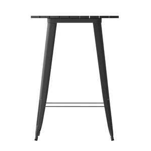 English Elm Declan Commercial Bar Height Table - Stylish All-Weather Poly Resin Top with Durable Steel Base Black Top/Black Frame 30" Round JJ-T14623H-76-BKBK-GG