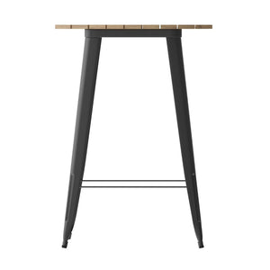 English Elm Declan Commercial Bar Height Table - Stylish All-Weather Poly Resin Top with Durable Steel Base Brown Top/Black Frame 30" Round JJ-T14623H-76-BRBK-GG