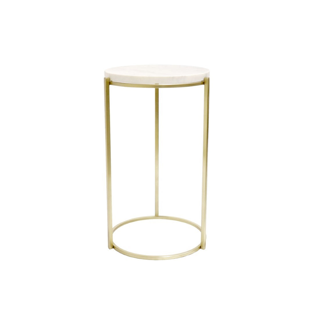 Pasargad Carina Marble Top Side Table - Unique Handcrafted White/Gold Design For Modern Homes White Stainless Steel Psac-148