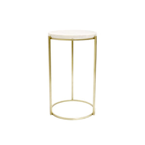 Pasargad Carina Marble Top Side Table - Unique Handcrafted White/Gold Design For Modern Homes White Stainless Steel Psac-148